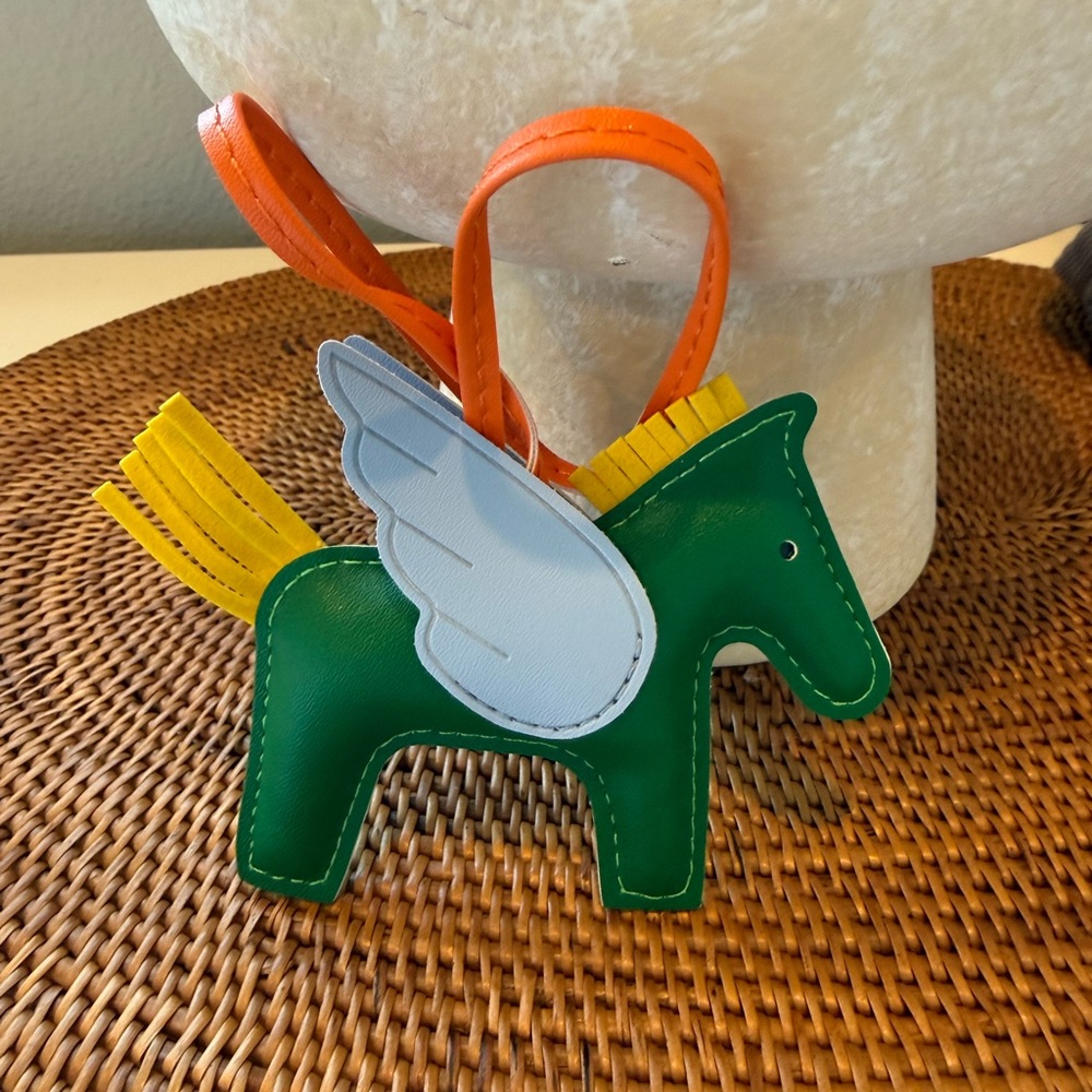 Green Pegasus Leather Charm Bag Accessory